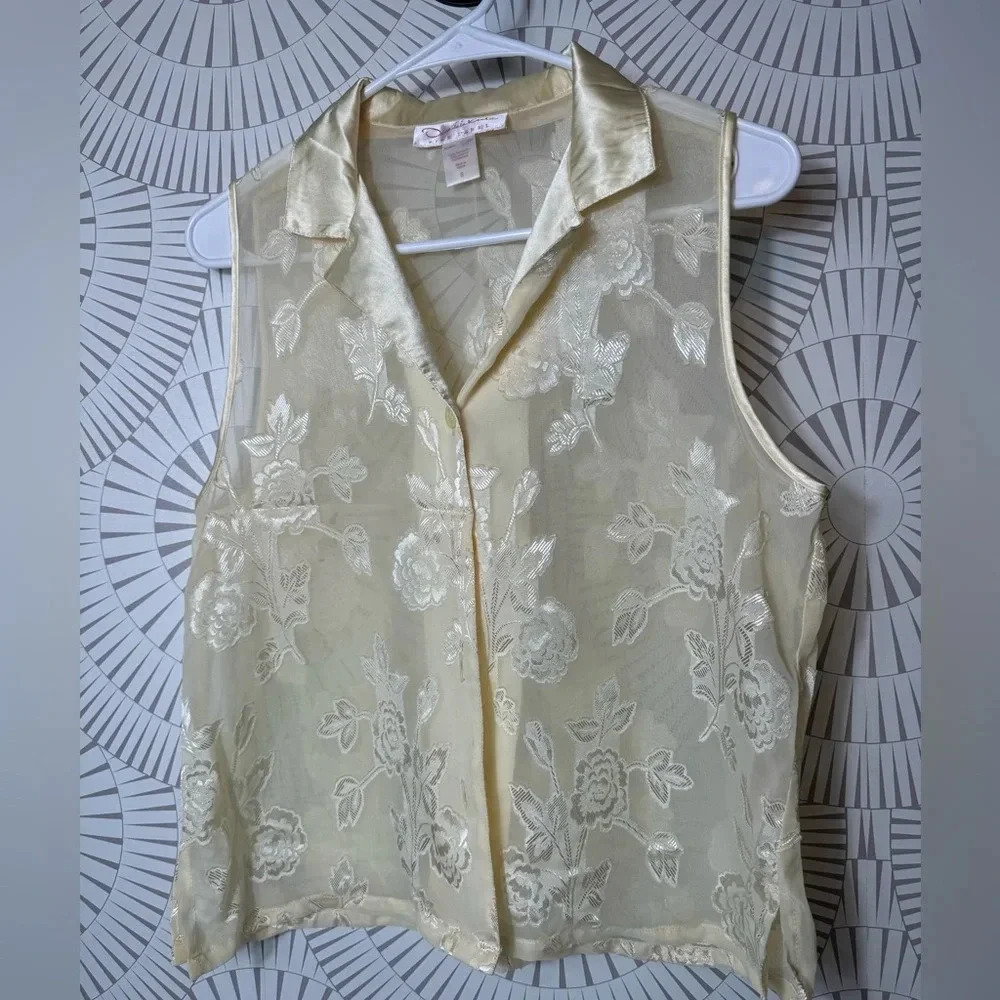 Oscar de la Renta Women’s Fine Label Shorty Pajama Set Vintage Yellow XL